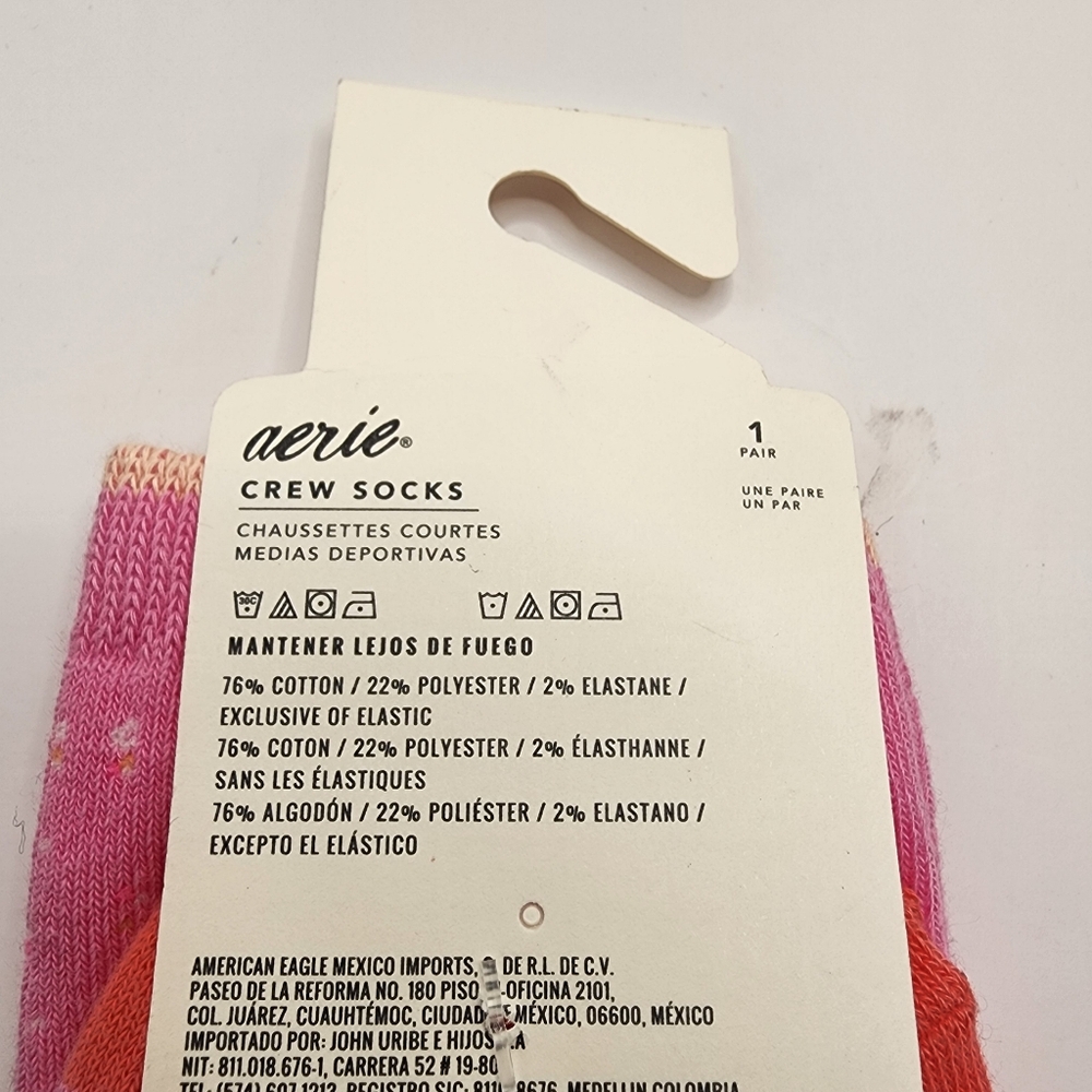 Aerie Pink‎ Red Speckled Crew Sock Nwt - Picture 4 of 4